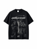 Streetwear Youth Culture Tasarım Baskılı Unisex Siyah Oversize Tişört