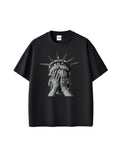 Siyah Oversize Crying Statue Baskılı Unisex Tişört