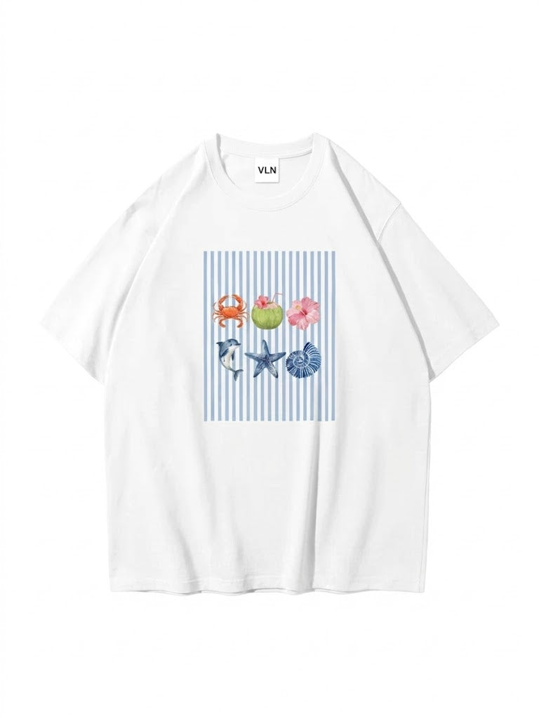 Ocean Like Beyaz Unisex Oversize Tişört