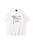 More Spaghetti Baskılı Beyaz Unisex Oversize Tişört