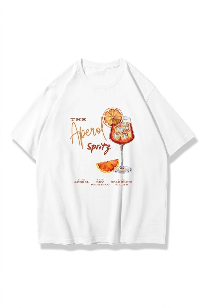 Aperol Spiritz Unisex Oversize Beyaz Tişört