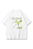 Margarita Baskılı Beyaz Unisex Oversize Tişört