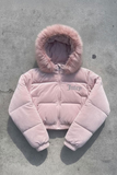 Juicy Peluş Kapüşonlu Şişme Crop Mont