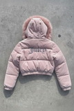 Juicy Peluş Kapüşonlu Şişme Crop Mont