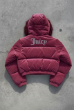 Juicy Peluş Kapüşonlu Şişme Crop Mont
