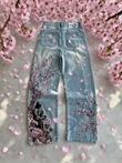 Midnight Blossom Nakışlı Wide Leg Jean