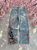 Midnight Blossom Nakışlı Wide Leg Jean