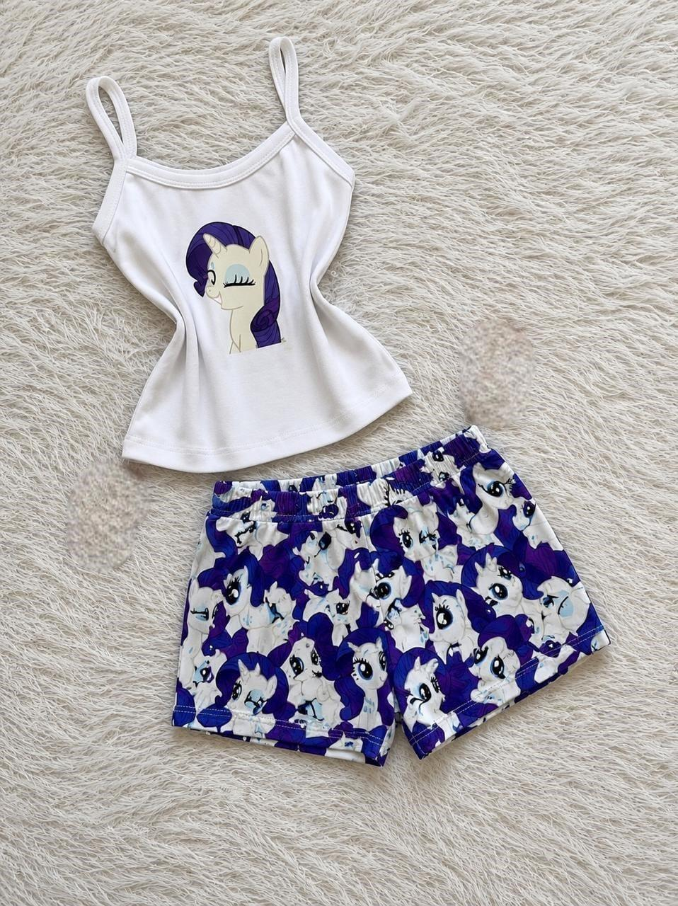 My Little Pony Rarity Desenli Şık Alt Üst Kısa Takım
