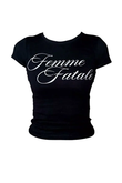 Siyah Femme Fatale Yazılı Slim Fit Kadın Tişört
