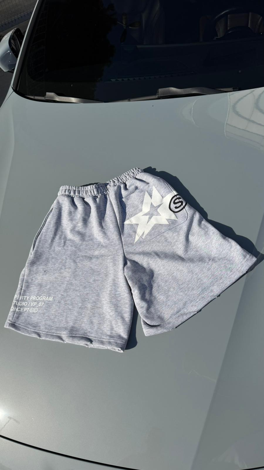 Gri Unisex Street Star Oversize Şort