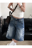 Harajuku Y2k Mavi Tribal Desenli Baggy Unisex Şort Bermuda