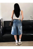 Harajuku Y2k Mavi Tribal Desenli Baggy Unisex Şort Bermuda