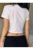 Kadın Beyaz Hello Kitty Pembe Dolar Baskılı Crop