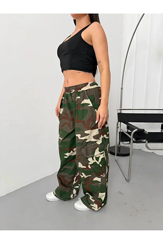 Kamuflaj Desenli Y2K Baggy Unisex Pantolon