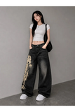 Y2K Balık İskeleti Baggy Unisex Jean Pantolon