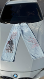 Mavi Night Blossom Nakışlı Wide Leg Kot Pantolon