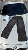 Siyah Night Blossom Nakışlı Wide Leg Kot Pantolon