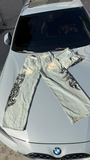 Yıkamalı Tint Dragon Detail Baggy Unisex Kot Pantolon