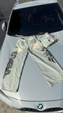 Yıkamalı Tint Dragon Detail Baggy Unisex Kot Pantolon