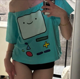 Adventure Time BMO Y2K Kısa Kollu Crop