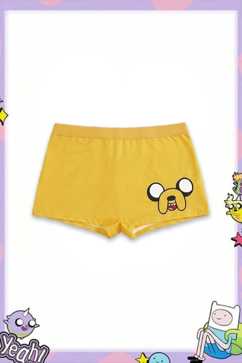 Sarı Adventure Time Jack Y2K Mini Şort