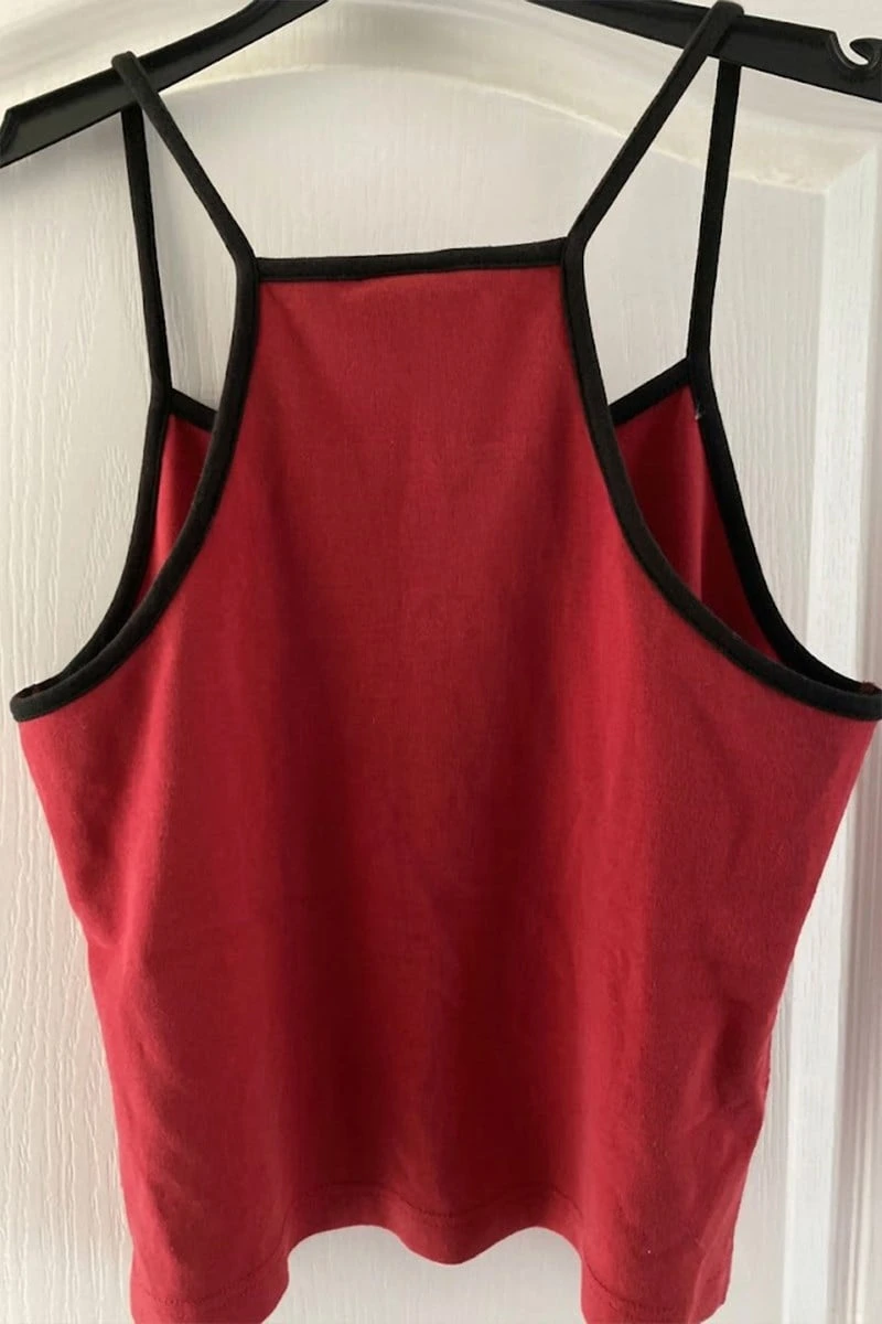 Kırmızı Ferrari F1 Siyah Askılı Crop