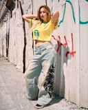 Yıkamalı Tint Dragon Detail Baggy Unisex Pantolon