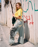 Yıkamalı Tint Dragon Detail Baggy Unisex Pantolon