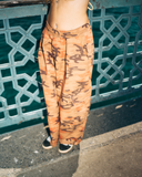 Turuncu Kamuflaj Desenli Y2K Baggy Unisex Jean
