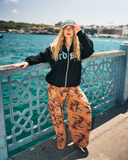Turuncu Kamuflaj Desenli Y2K Baggy Unisex Jean