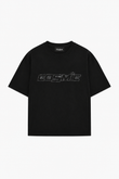 Unisex Cosmic Taş Baskılı Siyah Oversize Tshirt
