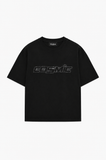Unisex Cosmic Taş Baskılı Siyah Oversize Tshirt