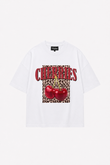 Kadın Cherries Leopar Tshirt Beyaz