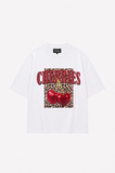 Kadın Cherries Leopar Tshirt Beyaz