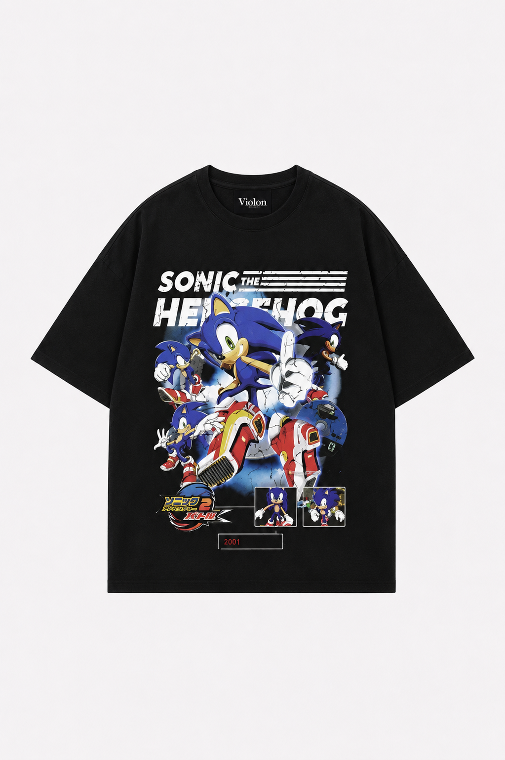 Süper Sonic Baskı Detaylı Oversize Unisex Kısa Kol TShirt