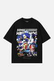 Süper Sonic Baskı Detaylı Oversize Unisex Kısa Kol TShirt