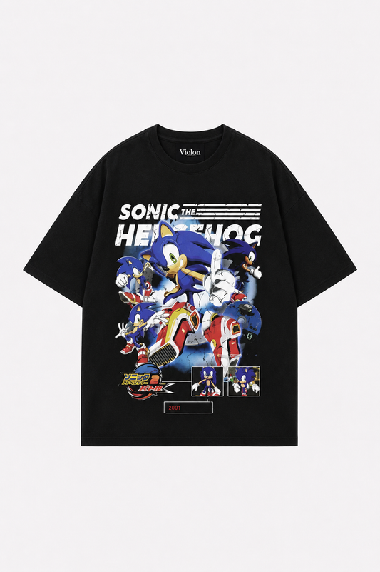 Süper Sonic Baskı Detaylı Oversize Unisex Kısa Kol TShirt