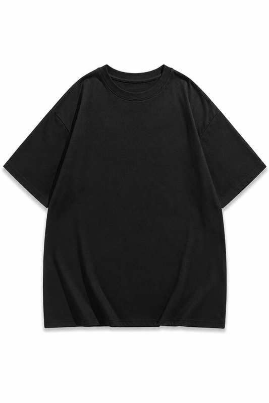 Siyah Oversize Unisex Gothic Düz Günlük Salaş Tişört