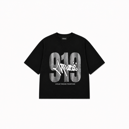 919 Shadow Graffiti Oversize Siyah Tişört