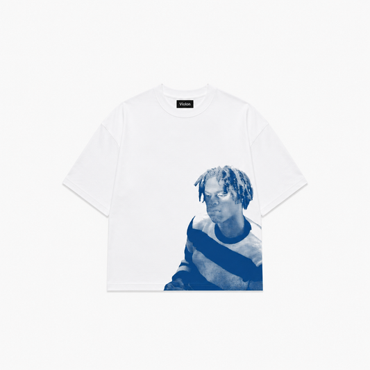 Blue Aura Oversize Unisex Beyaz Tişört