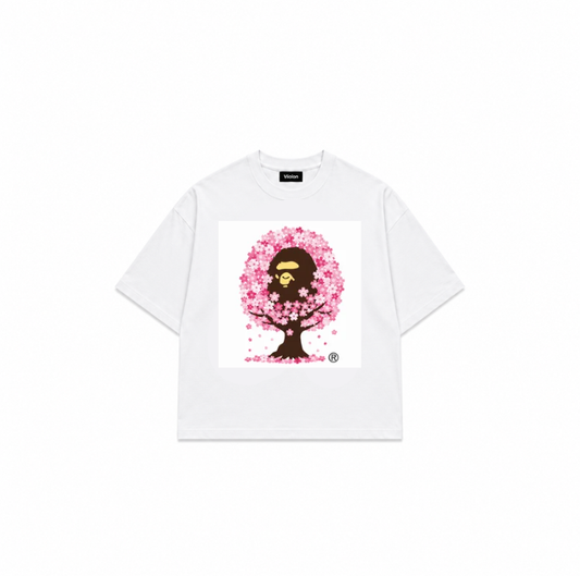 Sakura Ape Oversize Beyaz Tişört