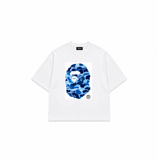 Blue Camo Ape Oversize Beyaz Tişört