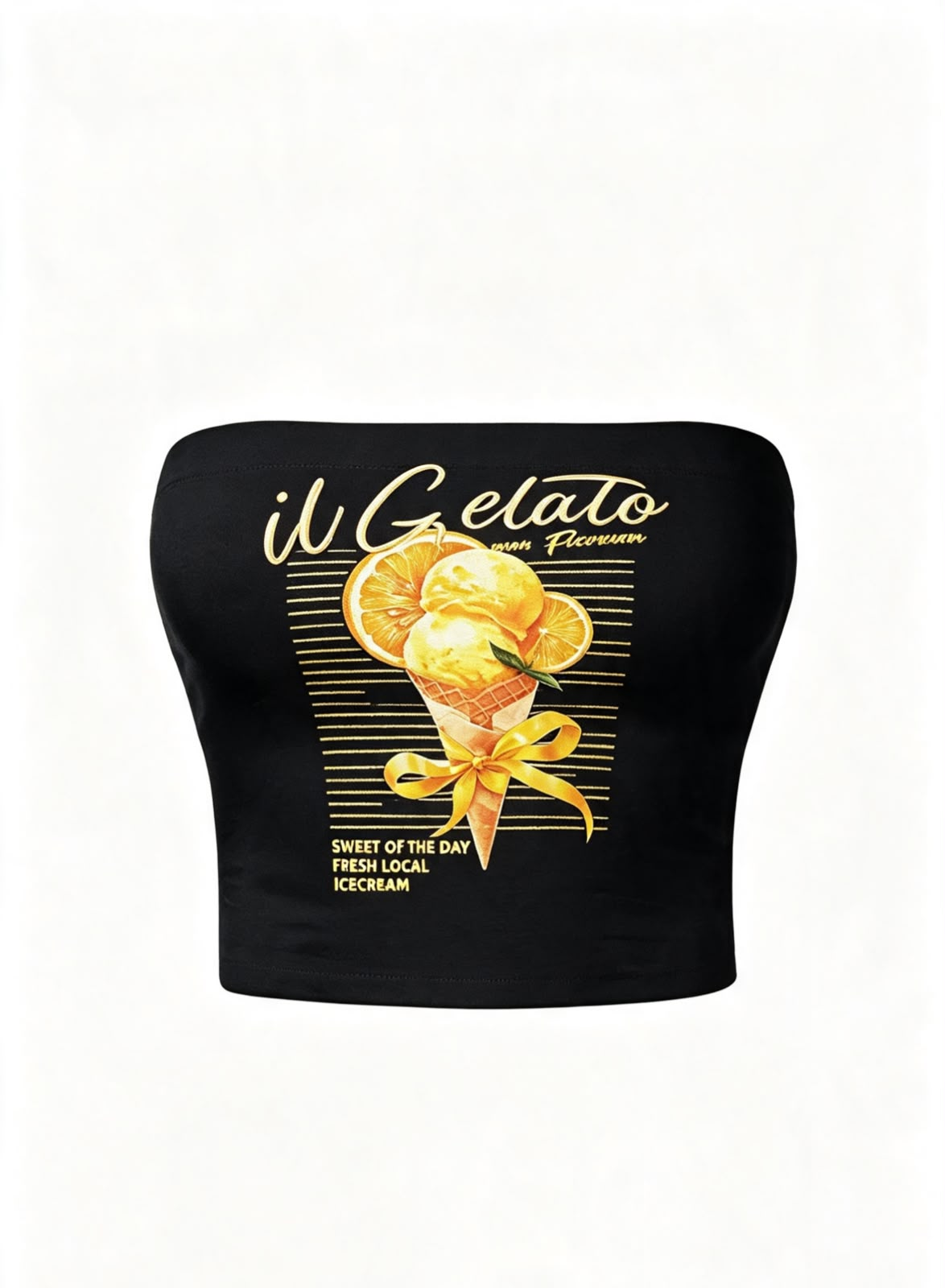 Citrus Gelato Siyah Straplez Crop