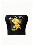 Citrus Gelato Siyah Straplez Crop