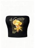 Citrus Gelato Siyah Straplez Crop