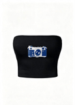 Vintage Camera Siyah Straplez Crop