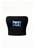 Vintage Camera Siyah Straplez Crop