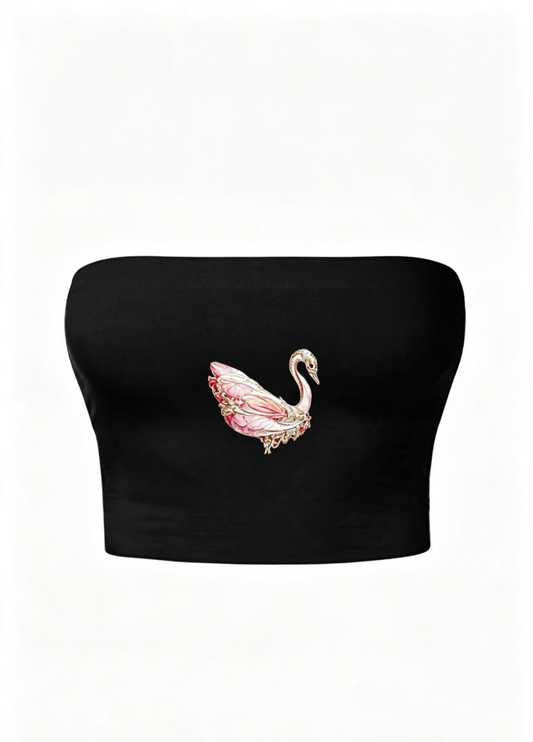 Blush Swan Siyah Straplez Crop