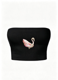 Blush Swan Siyah Straplez Crop