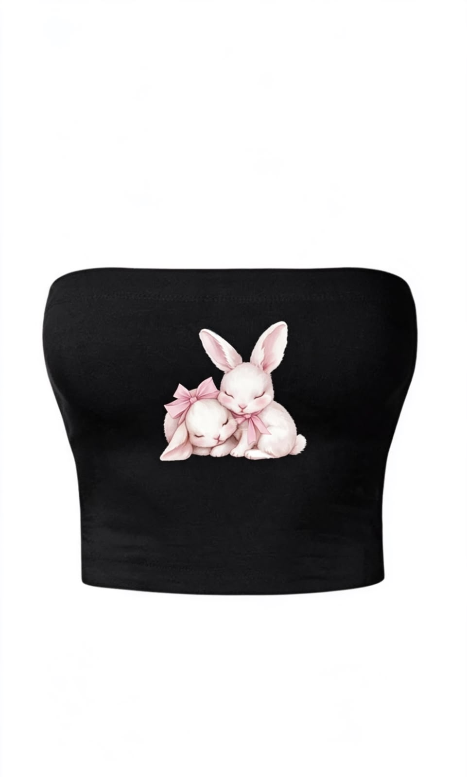 Sweet Bunny Siyah Straplez Crop